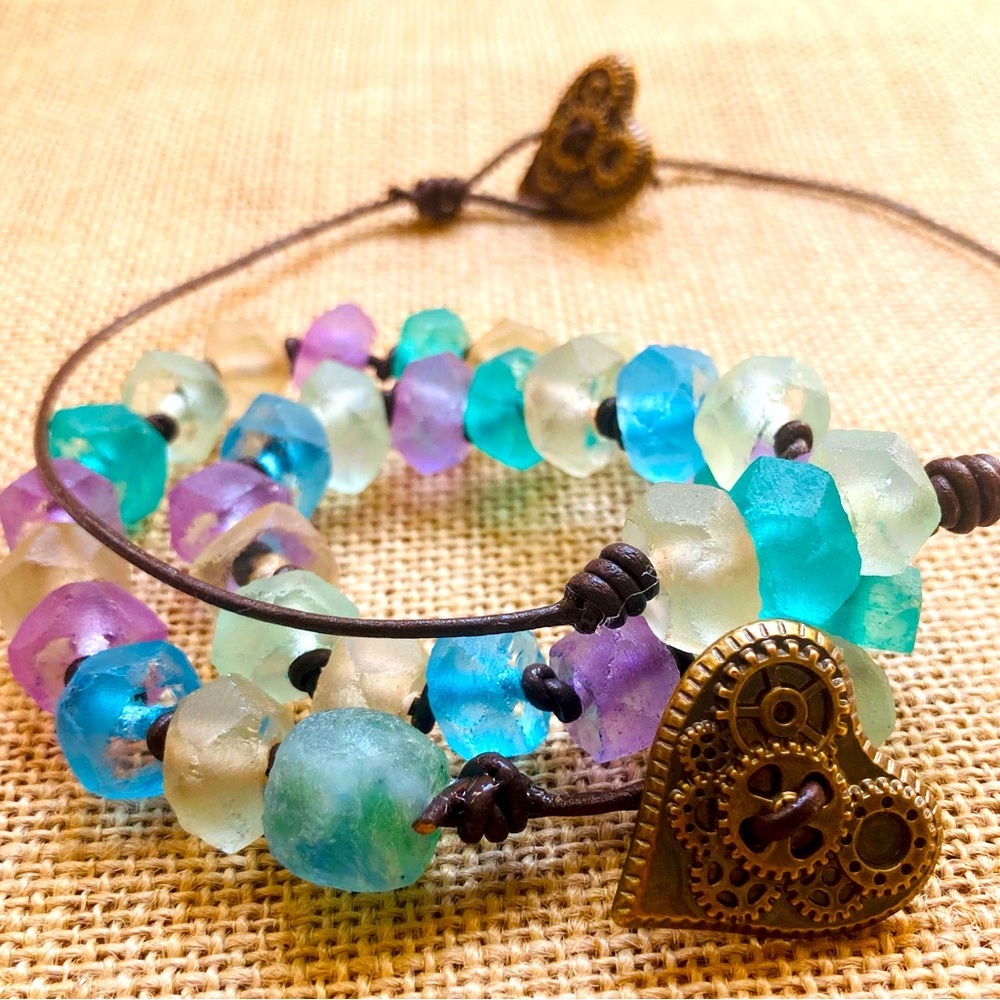 Candy colored necklace and wrap bracelet gift set